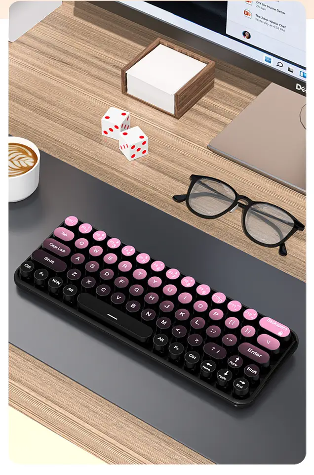 Girls' Office Three-Mode Wireless Bluetooth Keyboard and Mouse Set Gradient Color Computer Notebook Portable Wireless Keyboard — feature 8