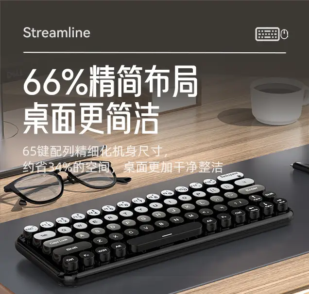 Girls' Office Three-Mode Wireless Bluetooth Keyboard and Mouse Set Gradient Color Computer Notebook Portable Wireless Keyboard — feature 9