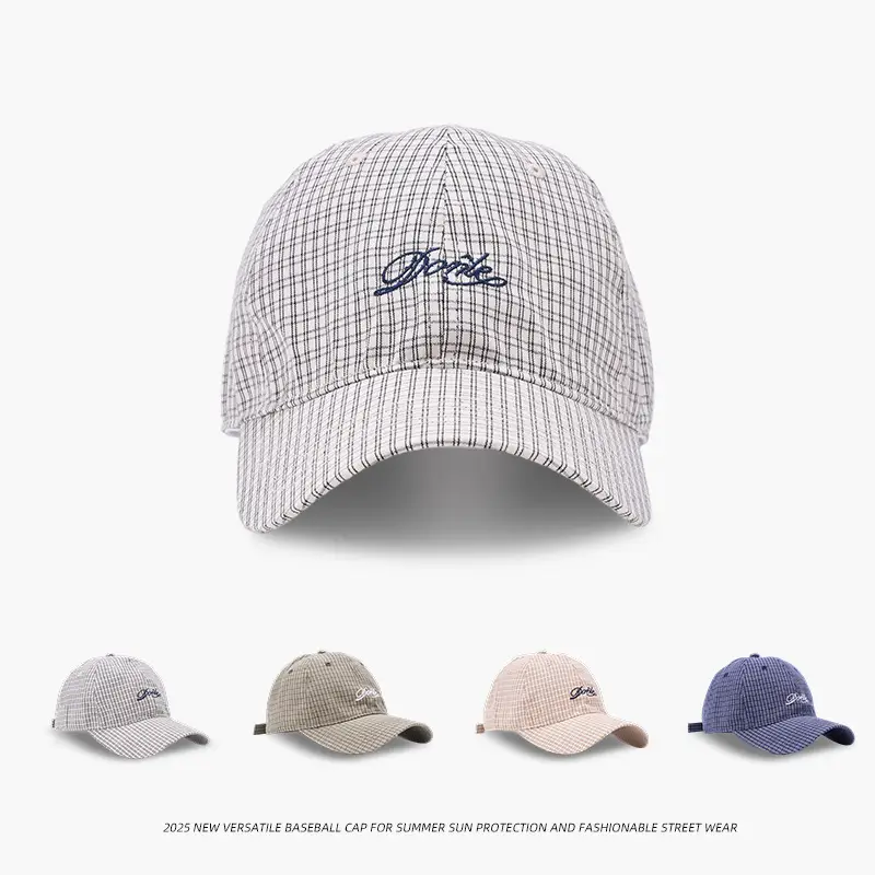 2025 New Simple Plaid Letter Dome Baseball Cap for Women - Image 5