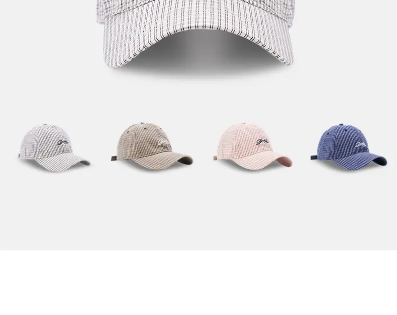 2025 New Simple Plaid Letter Dome Baseball Cap for Women — feature 3