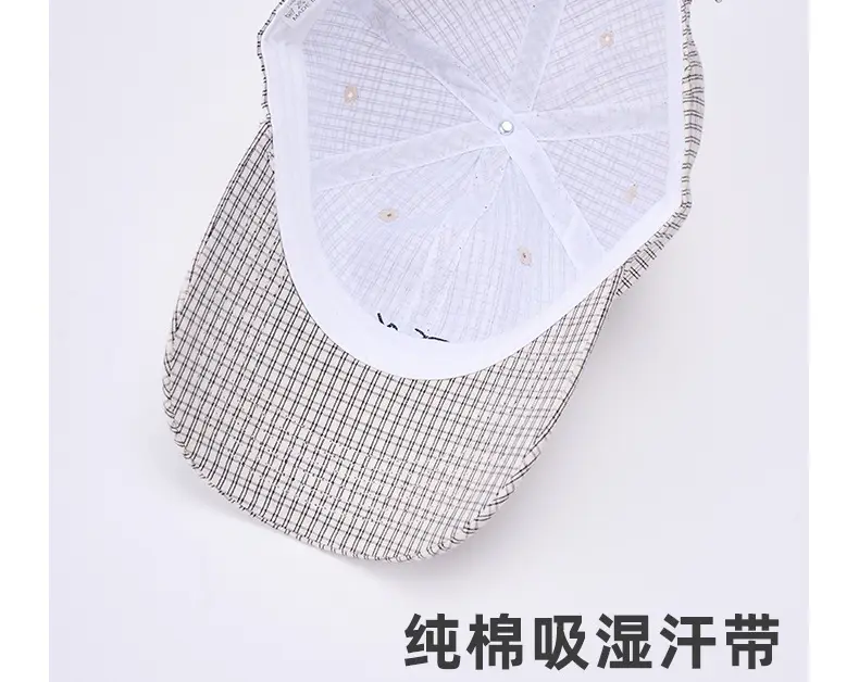 2025 New Simple Plaid Letter Dome Baseball Cap for Women — feature 8
