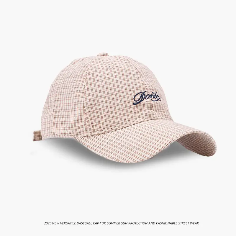 2025 New Simple Plaid Letter Dome Baseball Cap for Women - Image 2