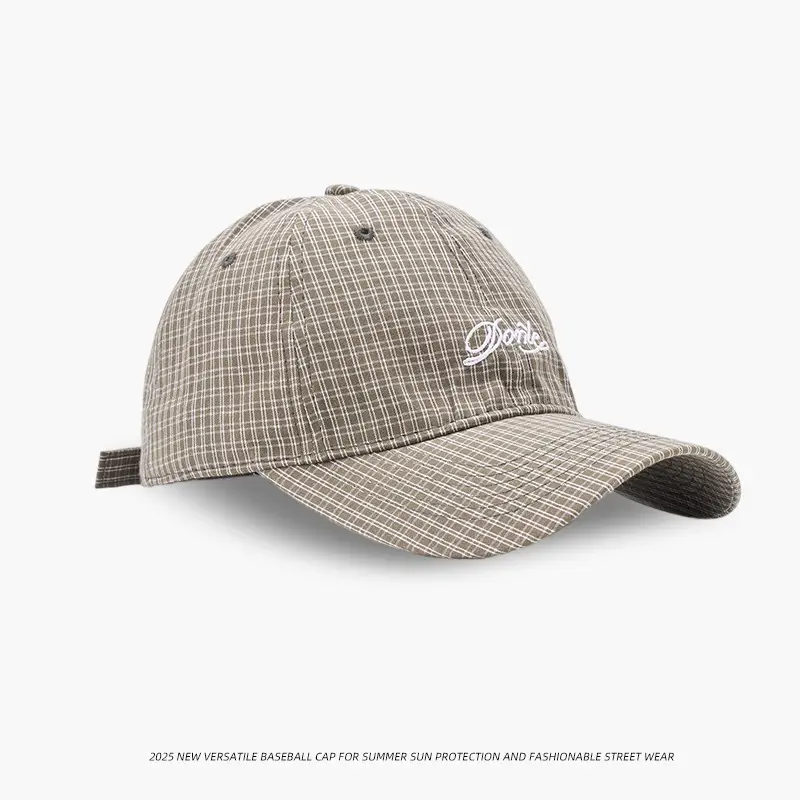 2025 New Simple Plaid Letter Dome Baseball Cap for Women - Image 4