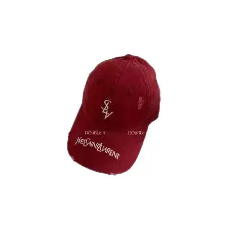 Vintage Embroidered Lady Cap Red Duckbill Cap