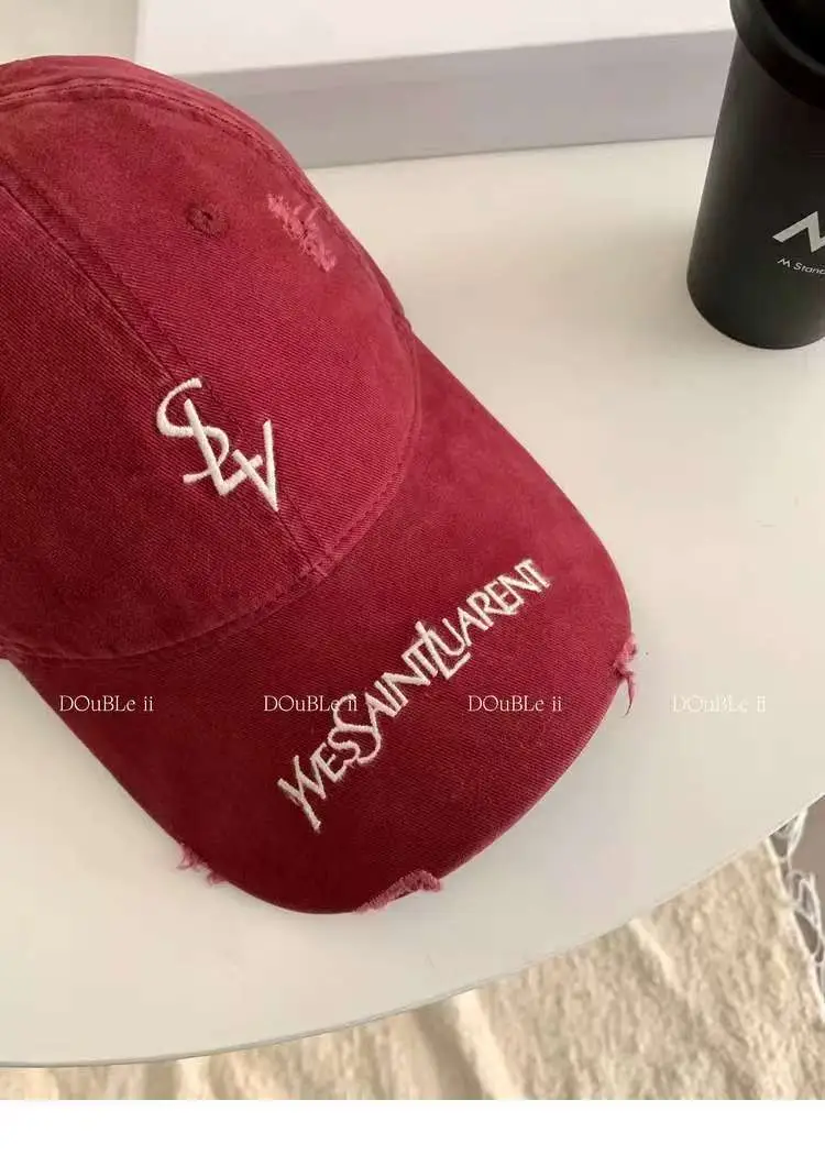 Vintage Embroidered Lady Cap Red Duckbill Cap — feature 13