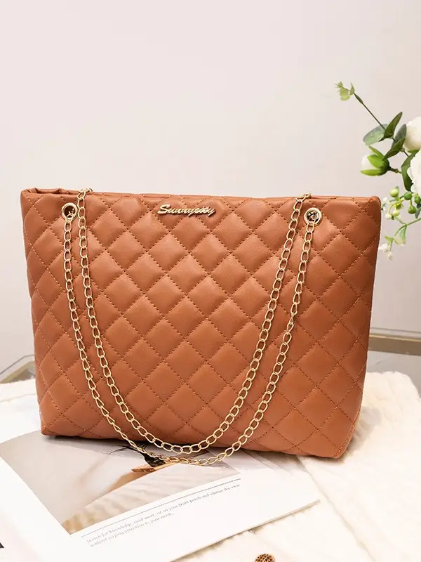 Pink Diamond Embroidery Chain Bag with Magnetic Buckle - Image 8