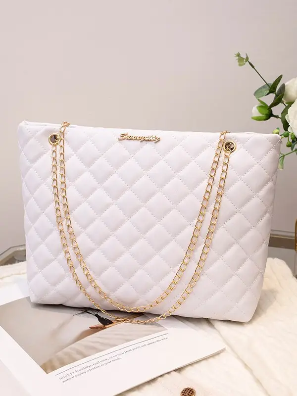 Pink Diamond Embroidery Chain Bag with Magnetic Buckle - Image 10