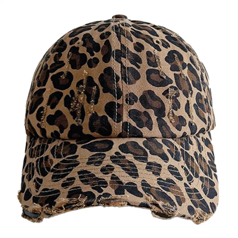 Custom Leopard Print Distressed Cap Unisex Korean Style - Image 7