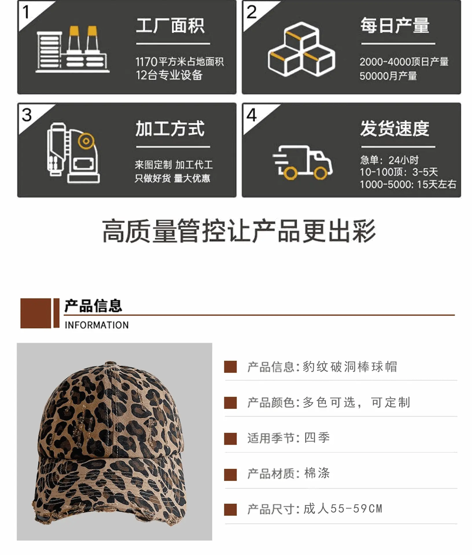 Custom Leopard Print Distressed Cap Unisex Korean Style — feature 24