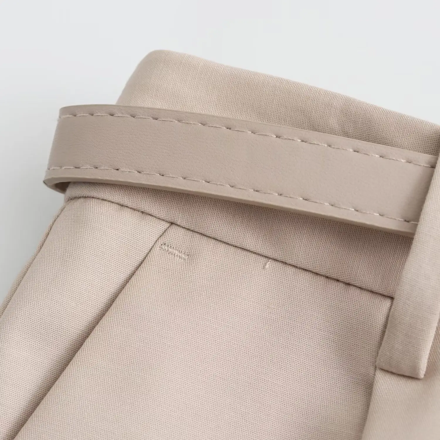 Men Beige Cotton Shorts with Belt Casual Cross-Border — feature 17