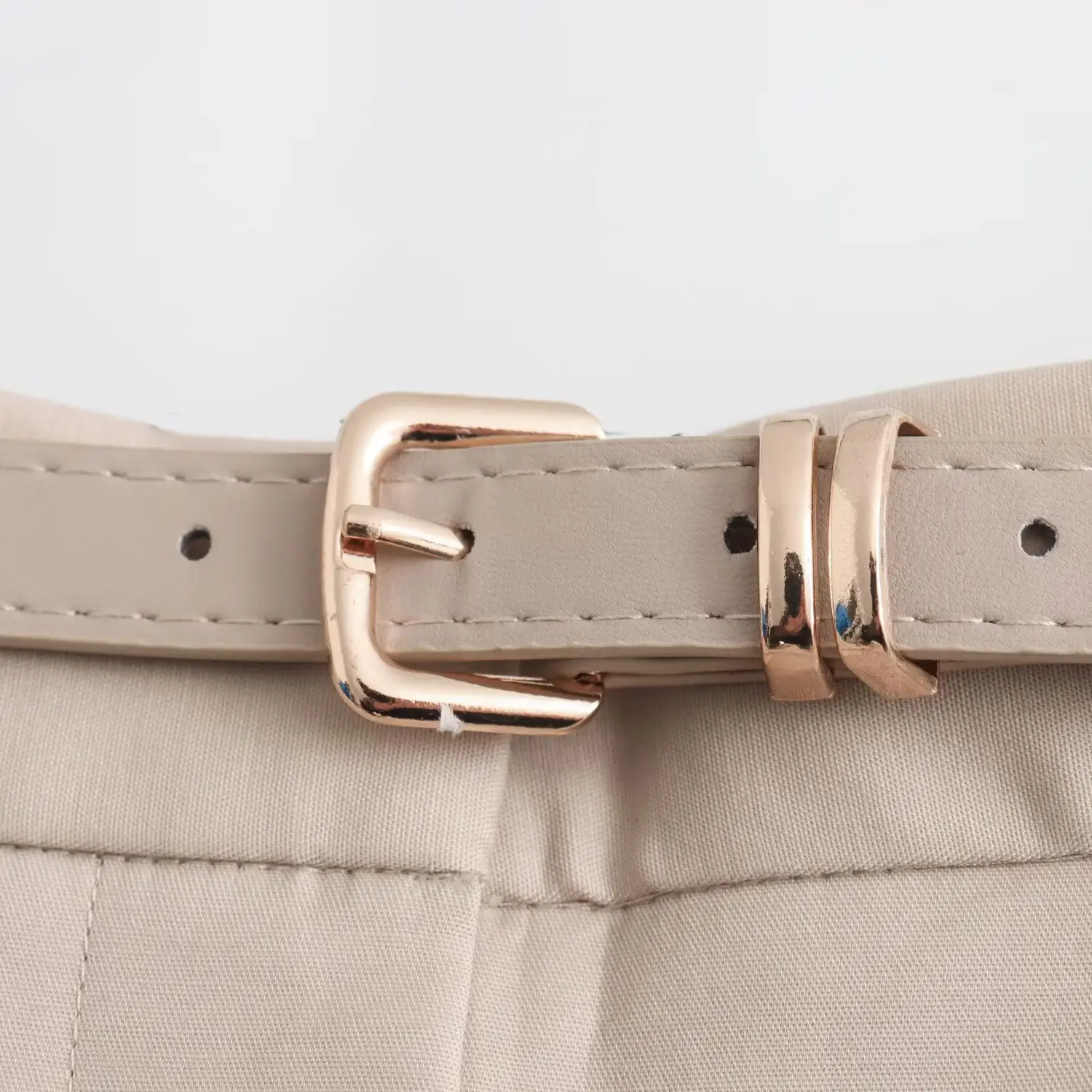Men Beige Cotton Shorts with Belt Casual Cross-Border — feature 18