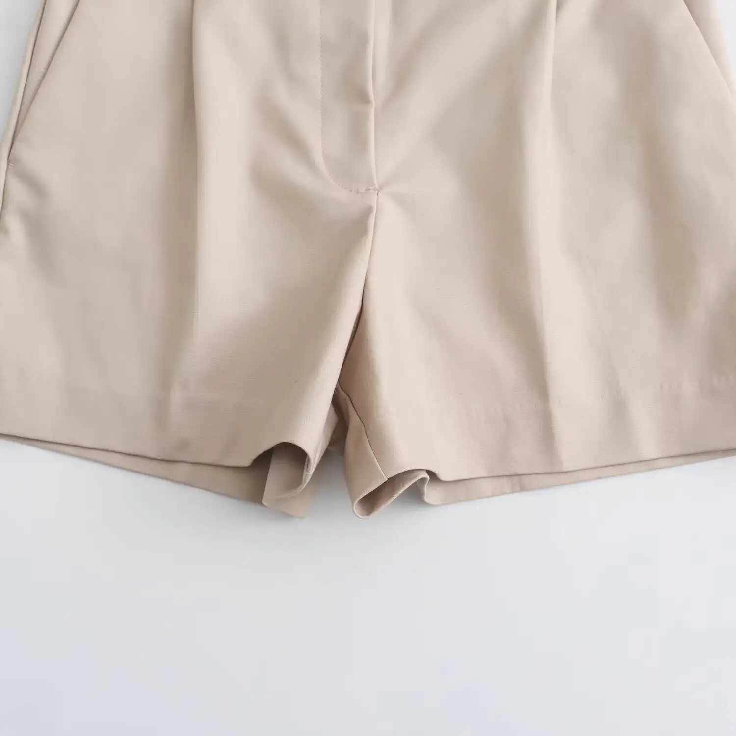 Men Beige Cotton Shorts with Belt Casual Cross-Border — feature 20