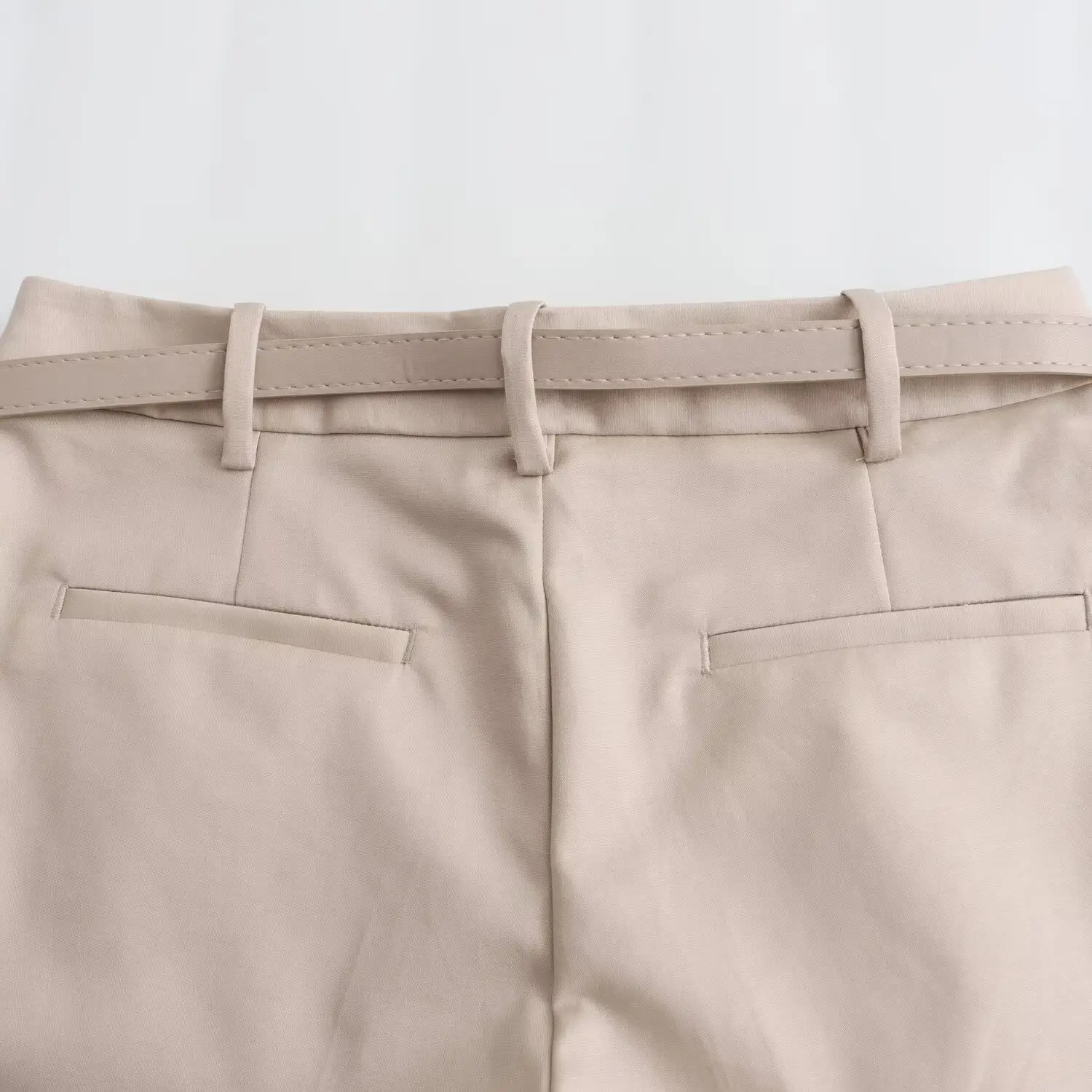 Men Beige Cotton Shorts with Belt Casual Cross-Border — feature 24