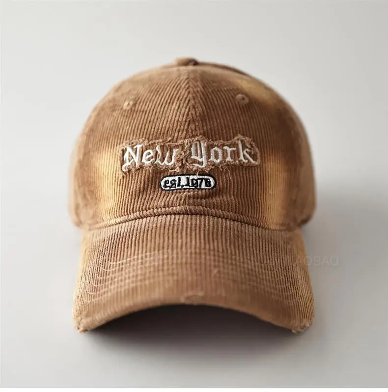 Brown Corduroy Tie-Dye Baseball Cap for Men Women — feature 11