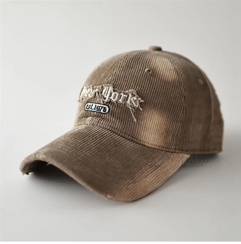 Brown Corduroy Tie-Dye Baseball Cap for Men Women — feature 12