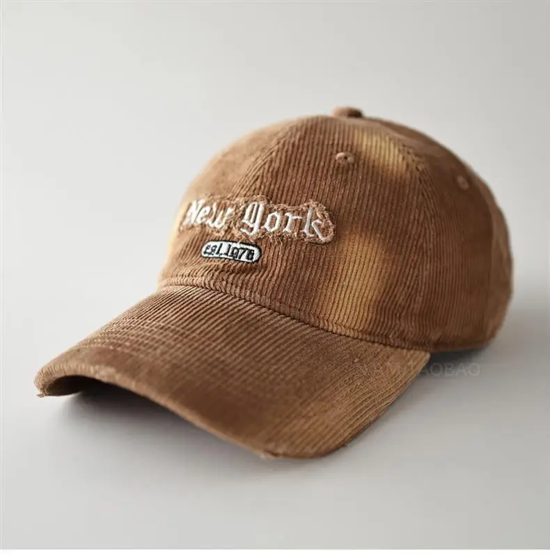 Brown Corduroy Tie-Dye Baseball Cap for Men Women — feature 13