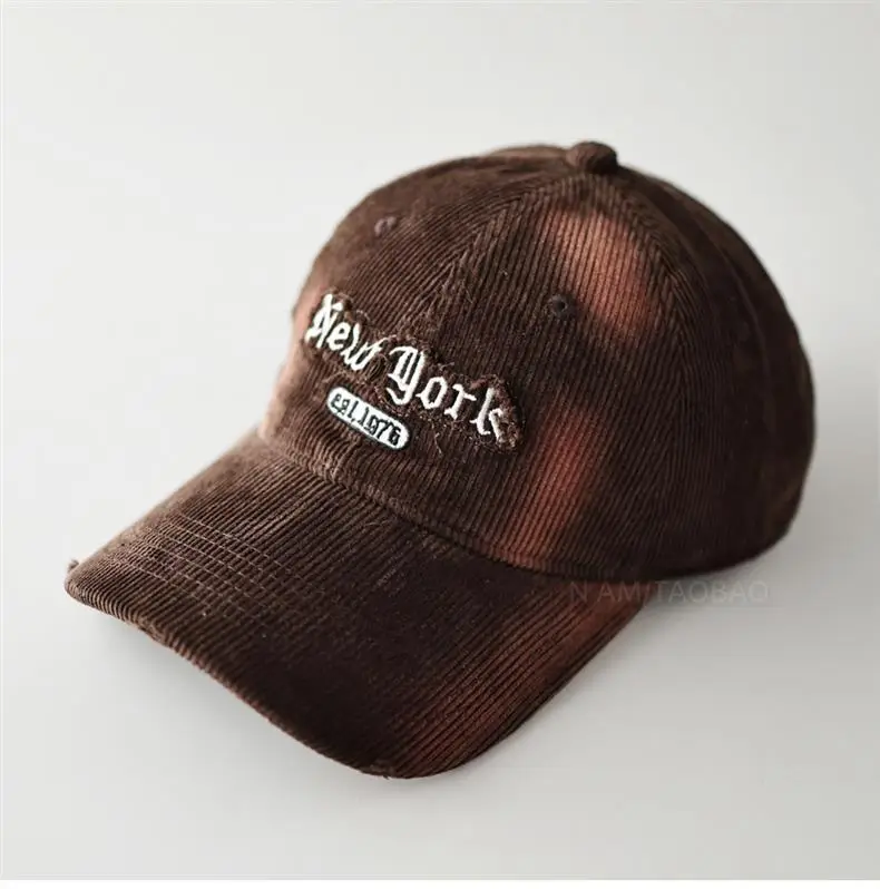 Brown Corduroy Tie-Dye Baseball Cap for Men Women — feature 14