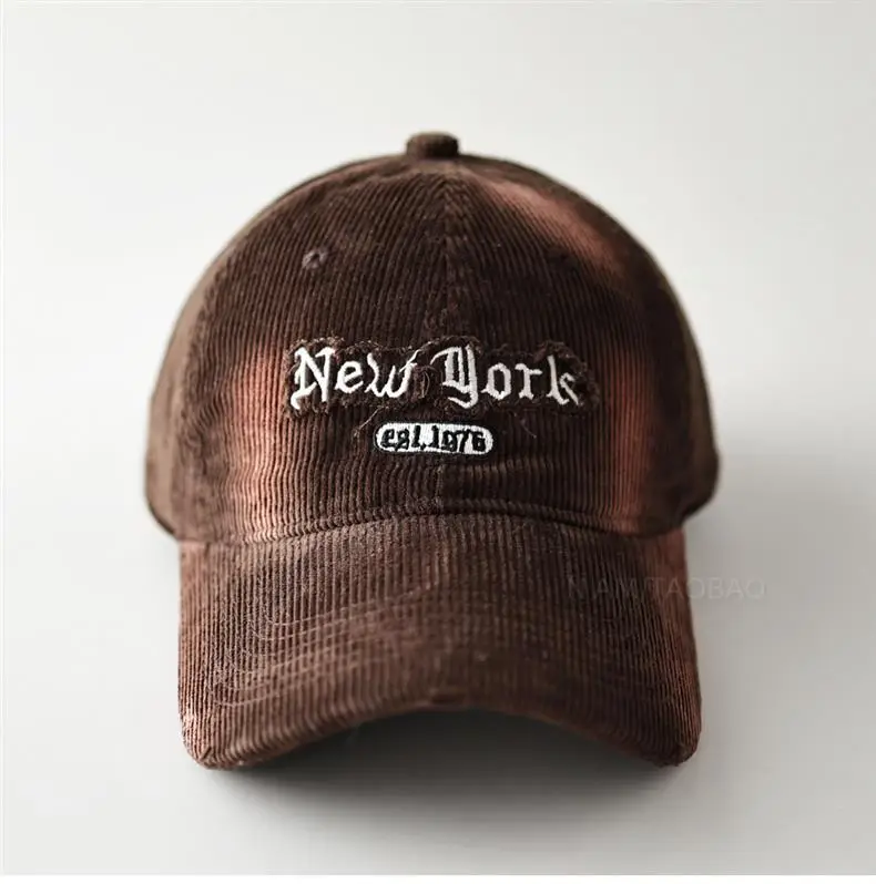 Brown Corduroy Tie-Dye Baseball Cap for Men Women — feature 15