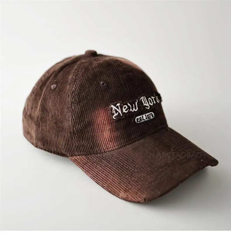 Brown Corduroy Tie-Dye Baseball Cap for Men Women — feature 17