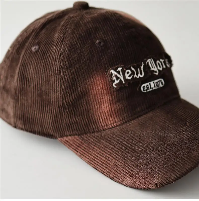 Brown Corduroy Tie-Dye Baseball Cap for Men Women — feature 18
