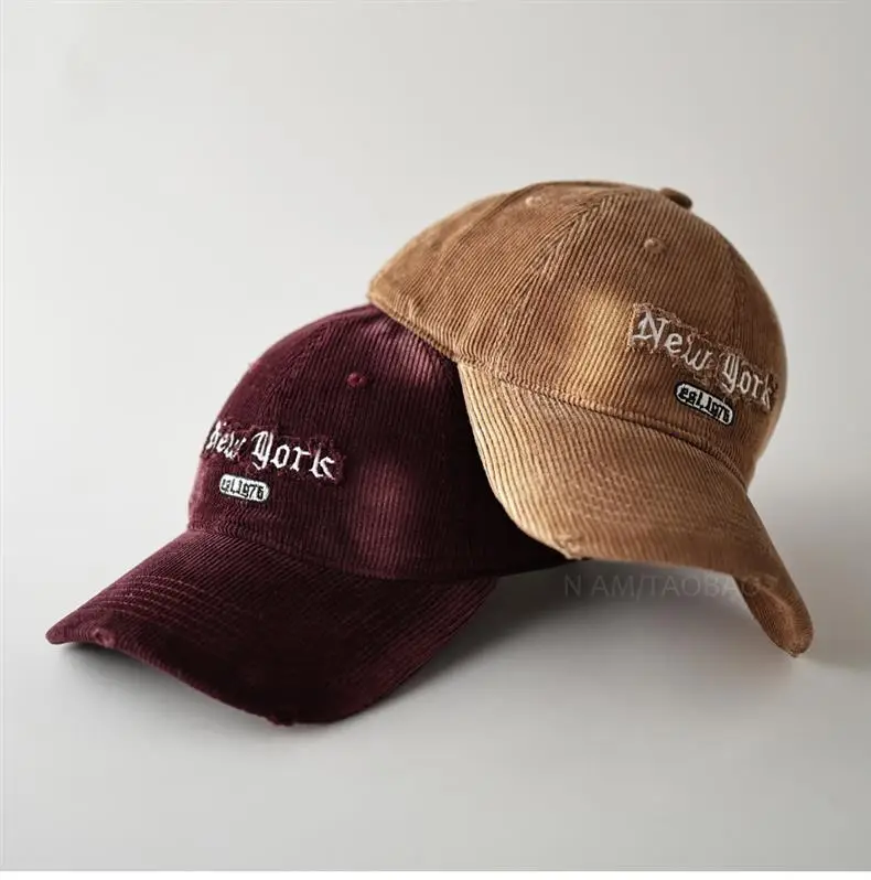 Brown Corduroy Tie-Dye Baseball Cap for Men Women — feature 19