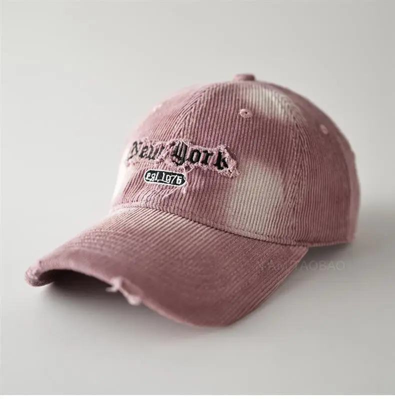 Brown Corduroy Tie-Dye Baseball Cap for Men Women — feature 3