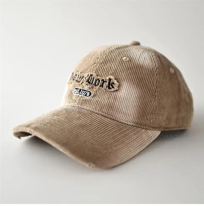 Brown Corduroy Tie-Dye Baseball Cap for Men Women — feature 5