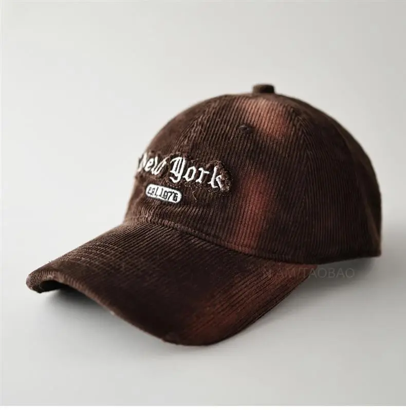 Brown Corduroy Tie-Dye Baseball Cap for Men Women — feature 7