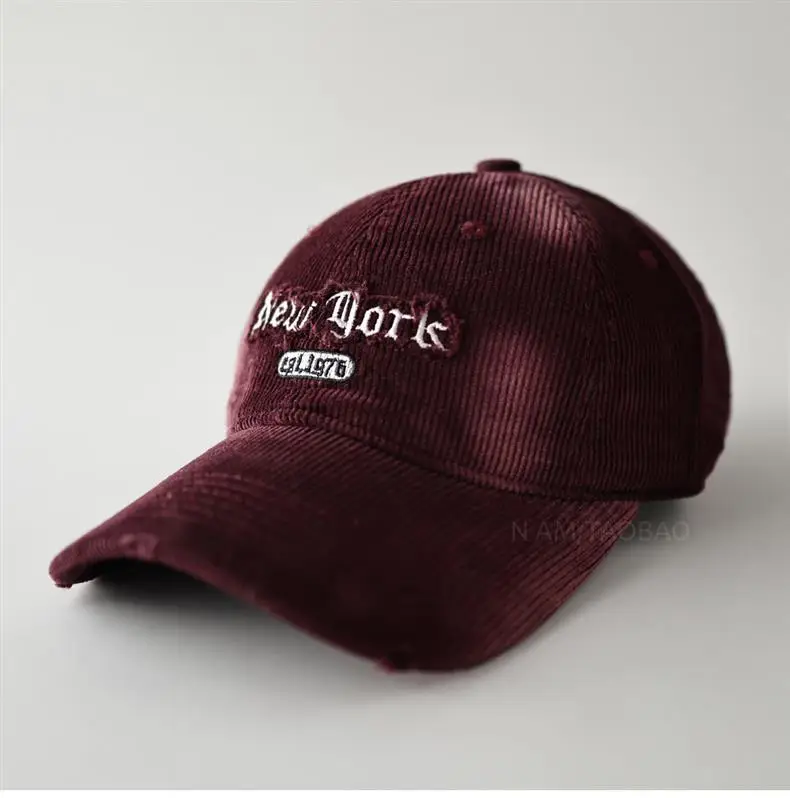 Brown Corduroy Tie-Dye Baseball Cap for Men Women — feature 9