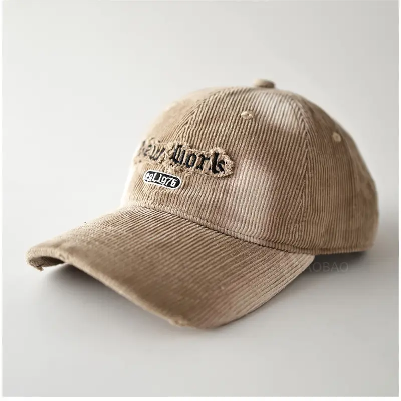 Brown Corduroy Tie-Dye Baseball Cap for Men Women - Image 6