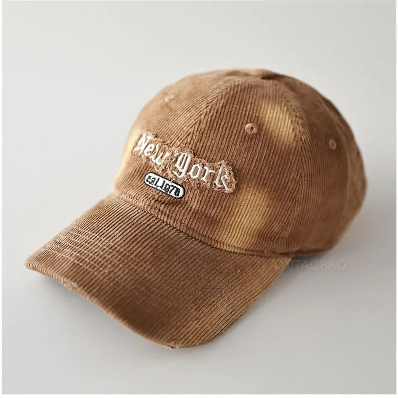 Brown Corduroy Tie-Dye Baseball Cap for Men Women - Image 8