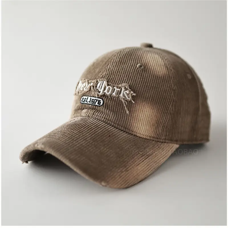 Brown Corduroy Tie-Dye Baseball Cap for Men Women - Image 9