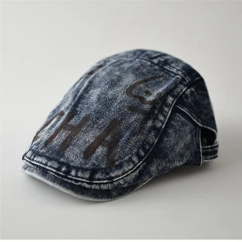 Men Retro Washed Denim Peaked Cap Sunshade - Image 6