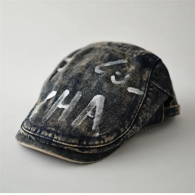 Men Retro Washed Denim Peaked Cap Sunshade - Image 7