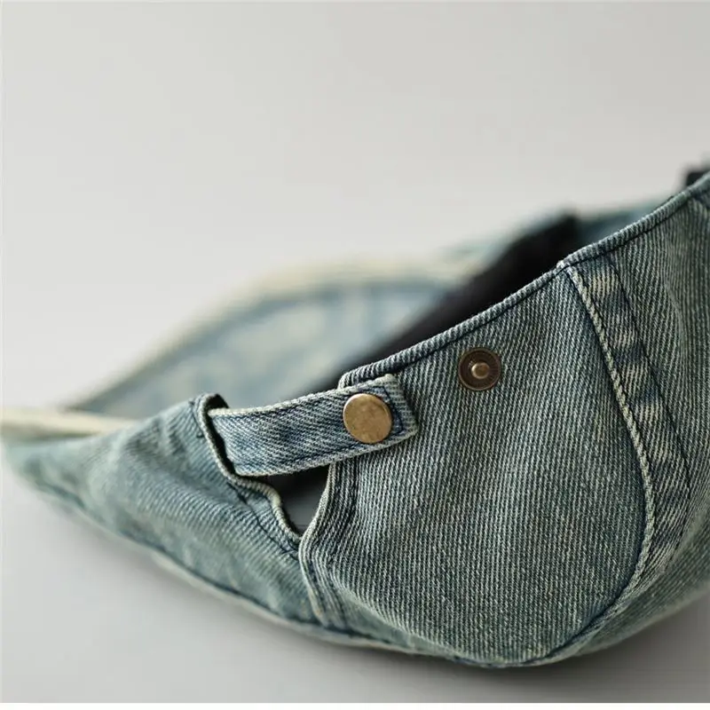 Men Retro Washed Denim Peaked Cap Sunshade - Image 9