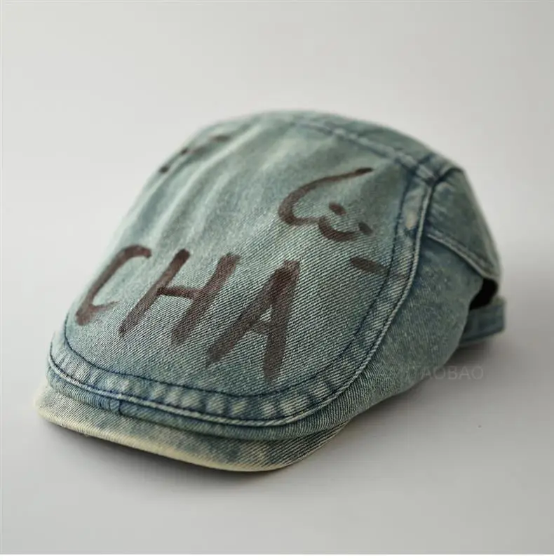Men Retro Washed Denim Peaked Cap Sunshade — feature 2