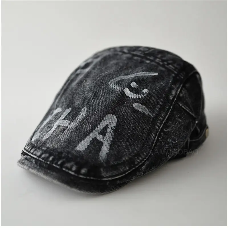 Men Retro Washed Denim Peaked Cap Sunshade - Image 2