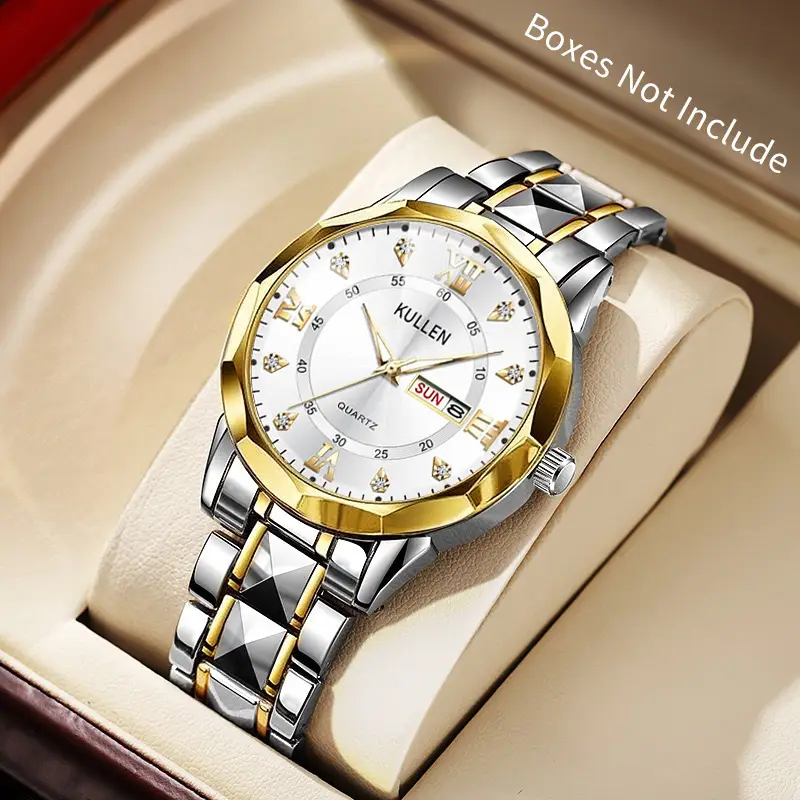 Swiss Genuine Business Men's Watches, Trendy Sports Style, Luminous Hands, Steel Band, Non-Mechanical Quartz Watch Wholesale