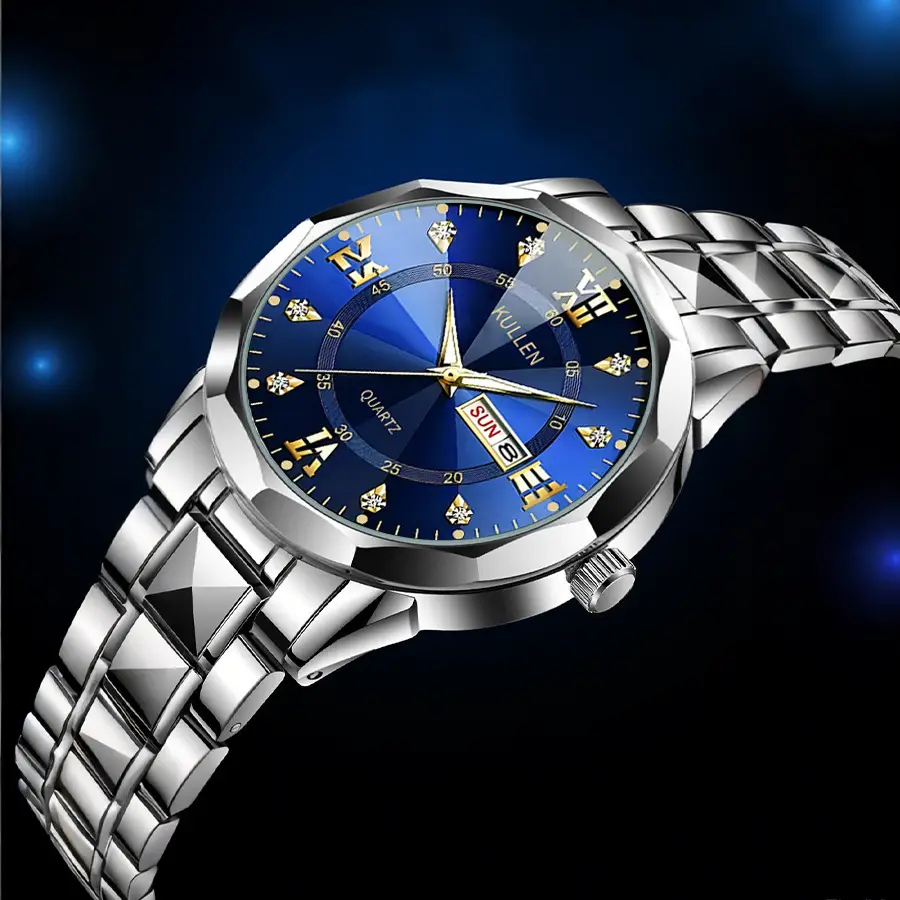 Swiss Genuine Business Men's Watches, Trendy Sports Style, Luminous Hands, Steel Band, Non-Mechanical Quartz Watch Wholesale