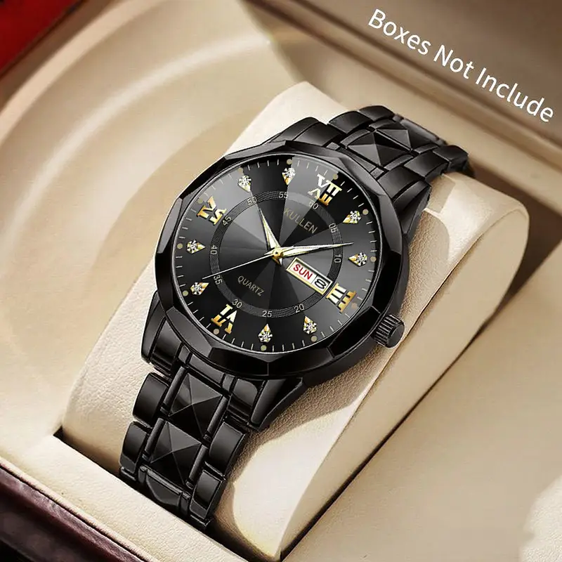 Swiss Genuine Business Men's Watches, Trendy Sports Style, Luminous Hands, Steel Band, Non-Mechanical Quartz Watch Wholesale