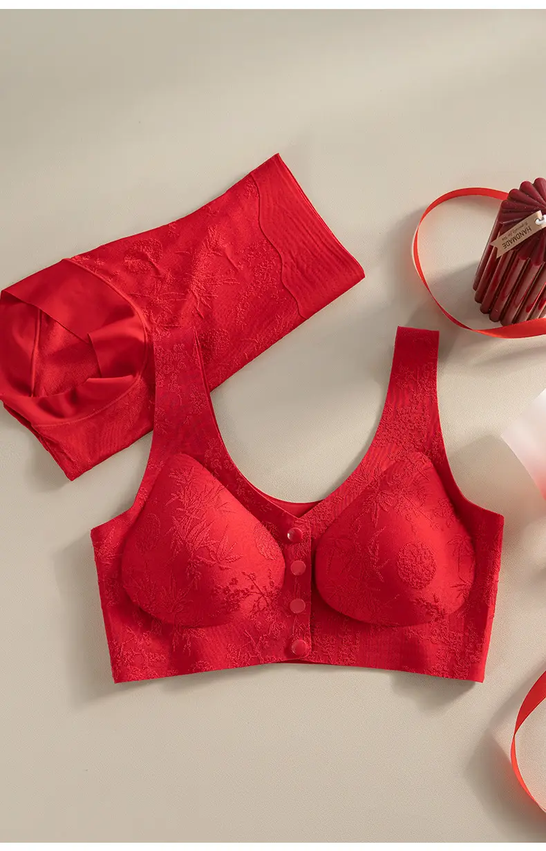 Women's Lingerie, Middle-Aged and Elderly Women's Bras, Mom's Bras, Seamless Bras, Push-Up Bras, Large Size, Embossed Front-Clasp Bras — feature 13