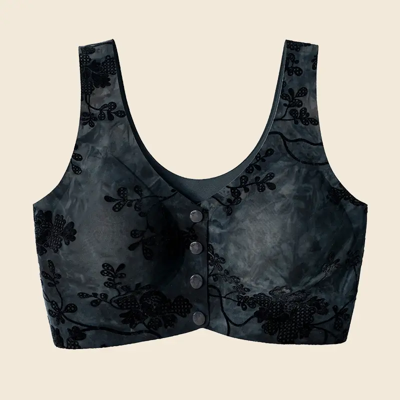 Women's Lingerie, Middle-Aged and Elderly Women's Bras, Mom's Bras, Seamless Bras, Push-Up Bras, Large Size, Embossed Front-Clasp Bras