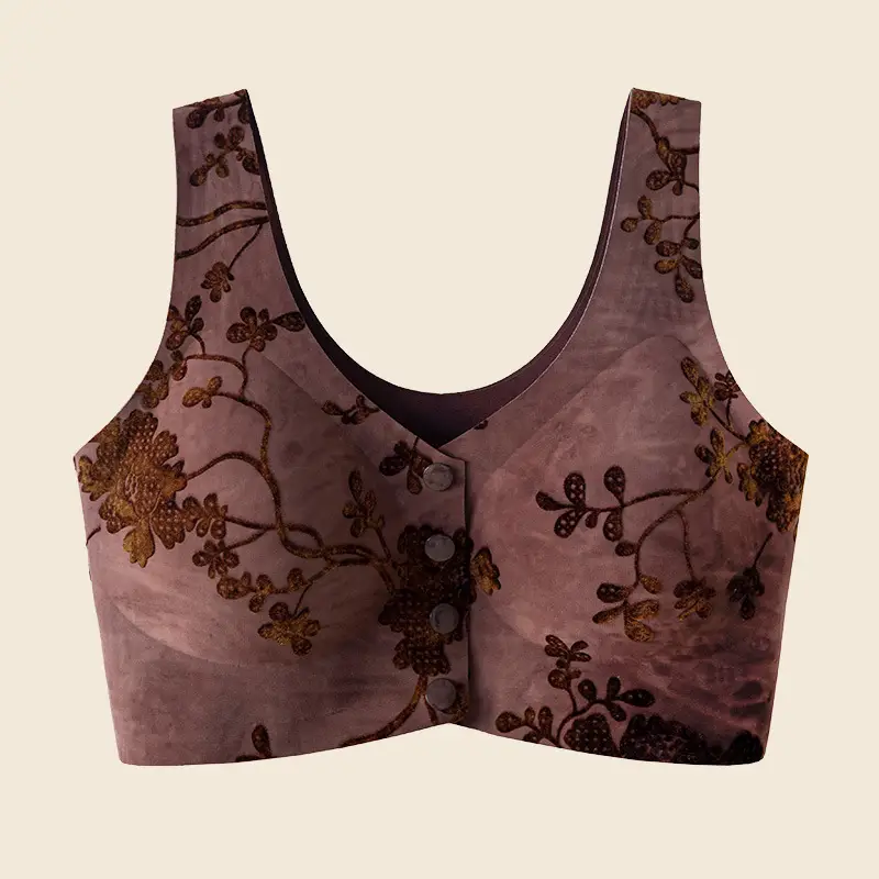 Women's Lingerie, Middle-Aged and Elderly Women's Bras, Mom's Bras, Seamless Bras, Push-Up Bras, Large Size, Embossed Front-Clasp Bras