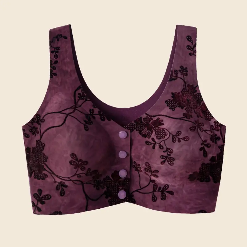 Women's Lingerie, Middle-Aged and Elderly Women's Bras, Mom's Bras, Seamless Bras, Push-Up Bras, Large Size, Embossed Front-Clasp Bras