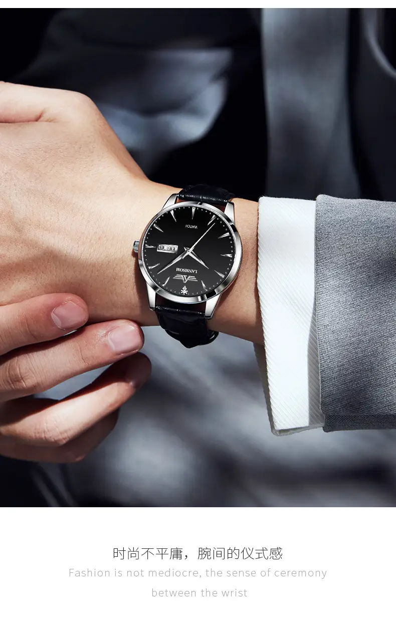 Authentic Men's Watch with Leather Strap, Luminous, Waterproof, Trendy Brand, New Model Men's Watch — feature 1