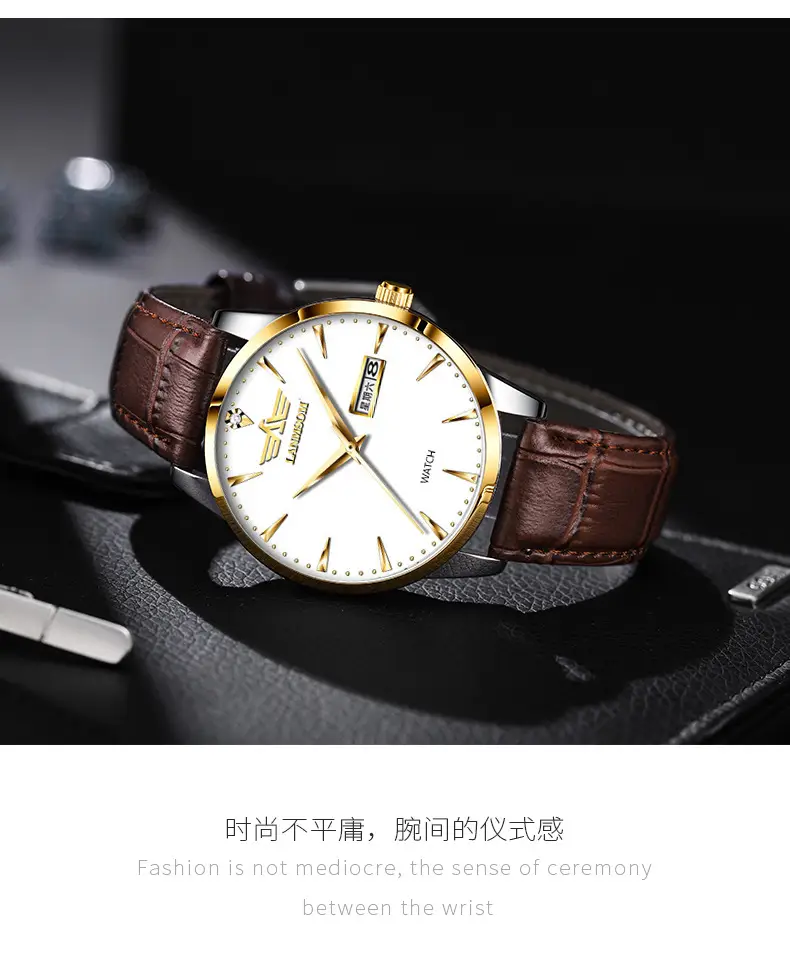 Authentic Men's Watch with Leather Strap, Luminous, Waterproof, Trendy Brand, New Model Men's Watch — feature 4