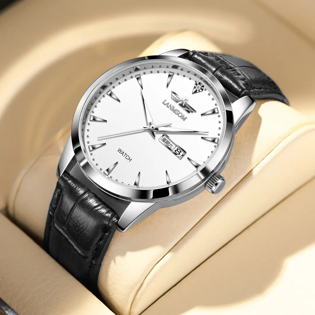 Authentic Men's Watch with Leather Strap, Luminous, Waterproof, Trendy Brand, New Model Men's Watch - Image 2