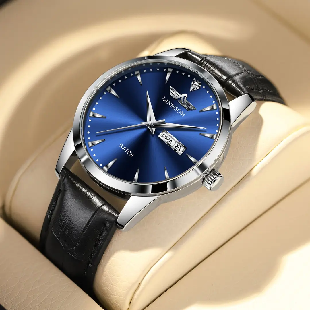 Authentic Men's Watch with Leather Strap, Luminous, Waterproof, Trendy Brand, New Model Men's Watch - Image 3