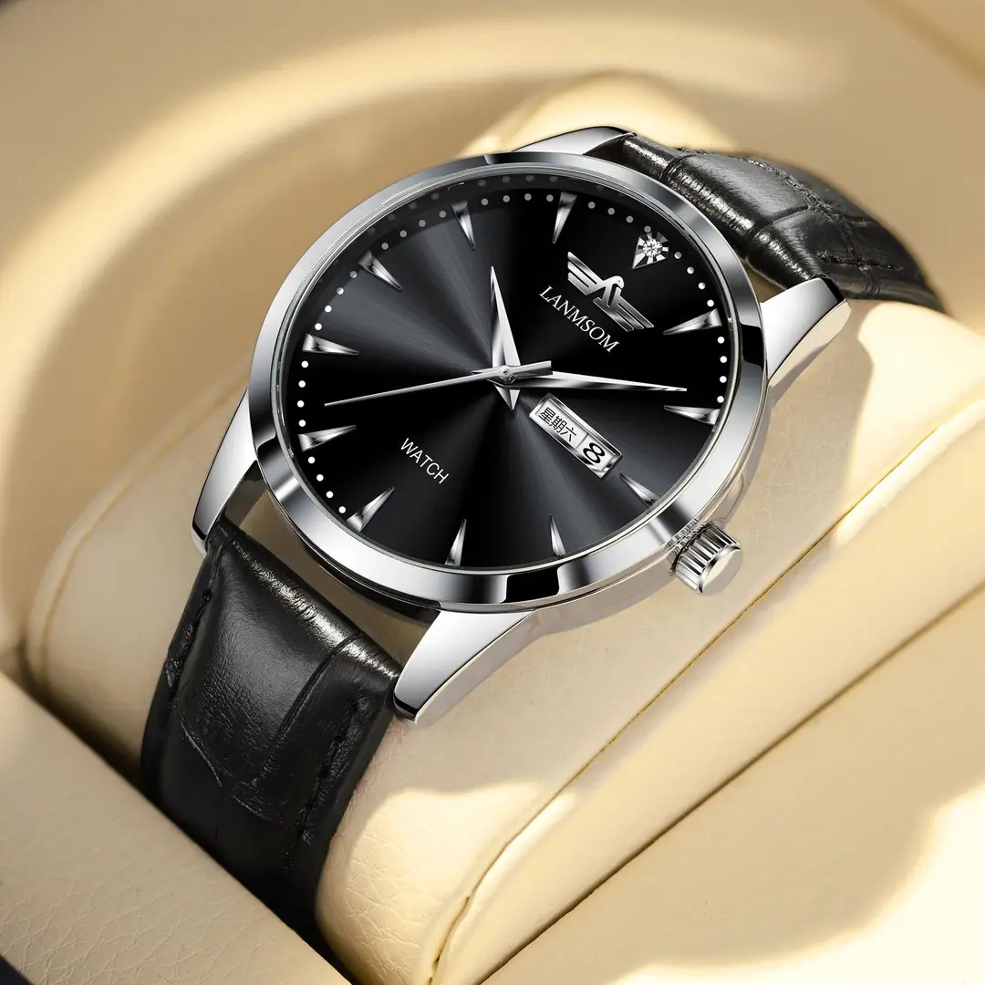 Authentic Men's Watch with Leather Strap, Luminous, Waterproof, Trendy Brand, New Model Men's Watch - Image 4