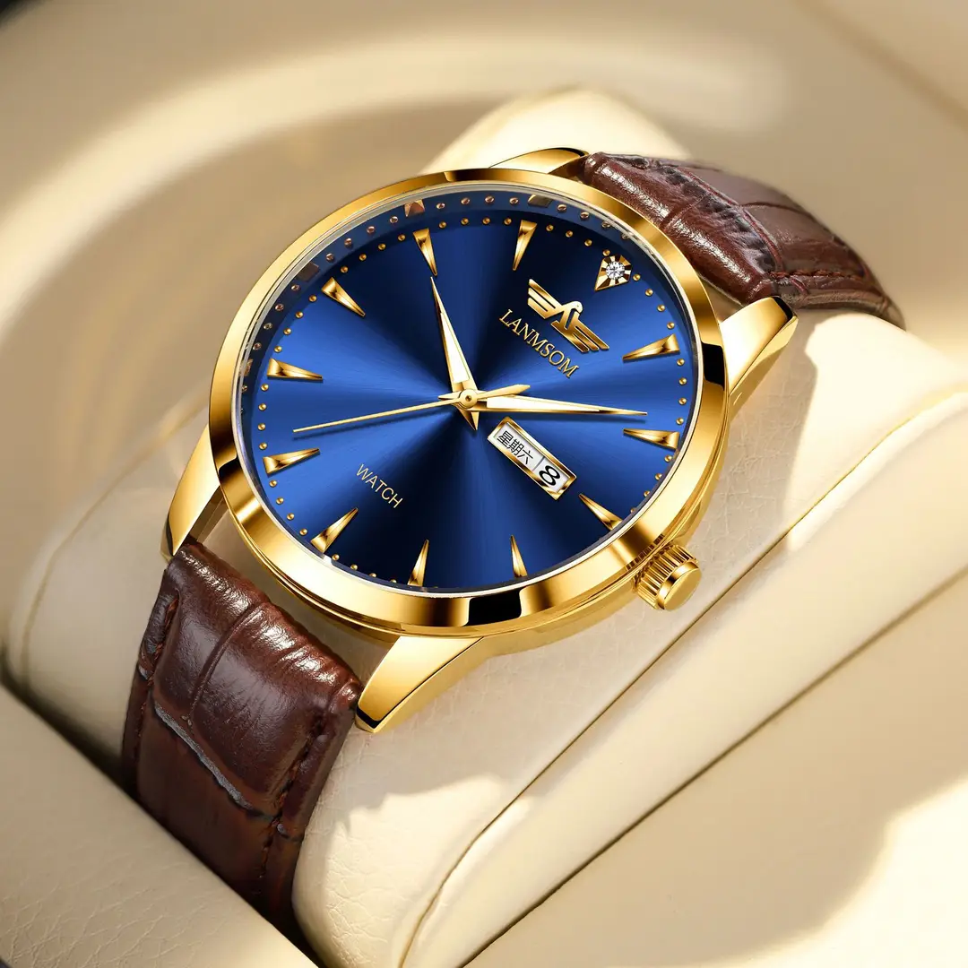 Authentic Men's Watch with Leather Strap, Luminous, Waterproof, Trendy Brand, New Model Men's Watch - Image 5